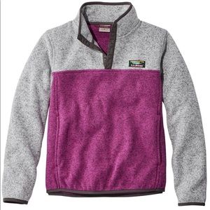LLBean sweater fleece pullover, Pewter/Dark Mulberry, Size M 5-6